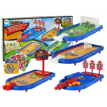 LEAN TOYS 4-in-1 Arcade-Spiele-Set Basketball Football Shield Bowling Dart