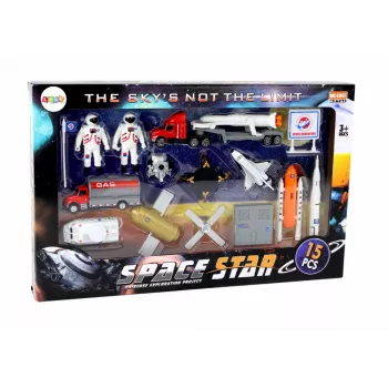LEAN TOYS Figuren-Set Space Truck Rocket 15-tlg.