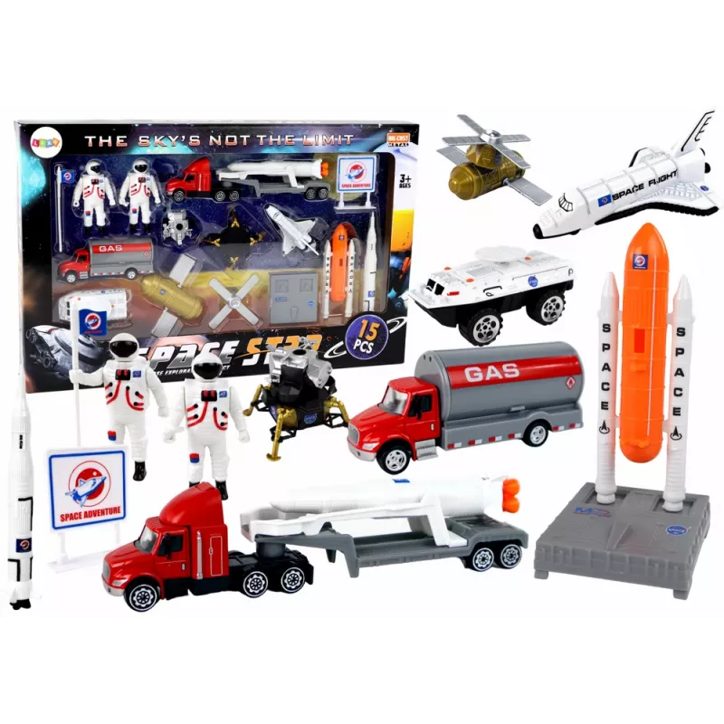 LEAN TOYS Figuren-Set Space Truck Rocket 15-tlg.