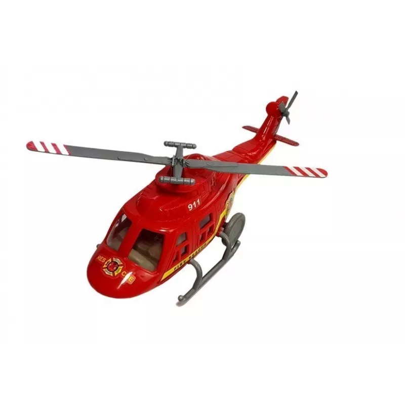 LEAN TOYS Set Feuerwehrfahrzeuge Hubschrauber Motor Licht Geräusche