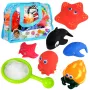 LEAN TOYS Set Meerestiere zum Baden, Gummi-Fisch-Sieb, 12 Teile