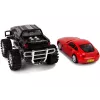 LEAN TOYS Fahrzeugset Schwarzer Monster Truck Weißer Caravan 58 cm
