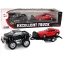 LEAN TOYS Fahrzeugset Schwarzer Monster Truck Weißer Caravan 58 cm