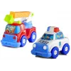 LEAN TOYS Fahrzeug-Set Polizei Feuerwehr Autotransporter Schraubfahrzeuge