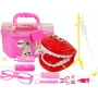 LEAN TOYS Kleines Zahnarzt-Set mit Zubehör in rosa Tasche
