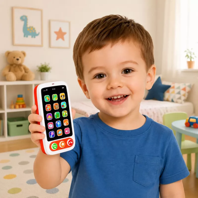 LEAN TOYS Smartphone Interaktives Lernspielzeug für Kinder mit Geräuschen und Lichtern