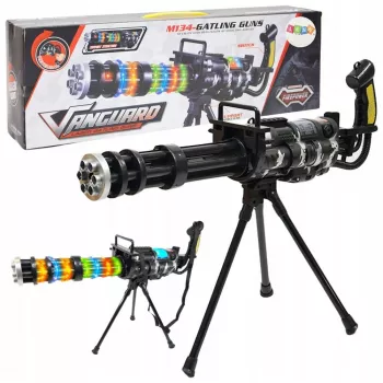 LEAN TOYS Scharfschützengewehr mit Ständer, Licht, Sound & Vibration – Schwarzes elektronisches Spielzeuggewehr