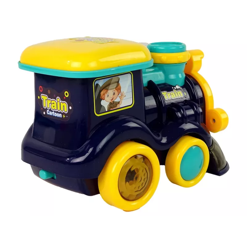 LEAN TOYS Seifenblasen-Lokomotive mit Licht und Sound, blau