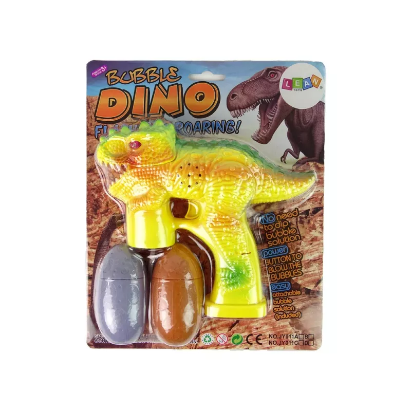 LEAN TOYS Seifenblasen Dinosaurier Bubble Liquid Ei Gelb
