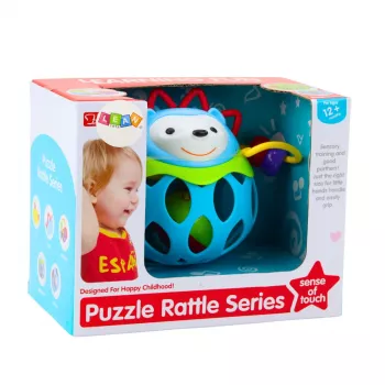 LEAN TOYS Weicher Igelball mit Rassel – Sinnespielzeug für Babys, Blau