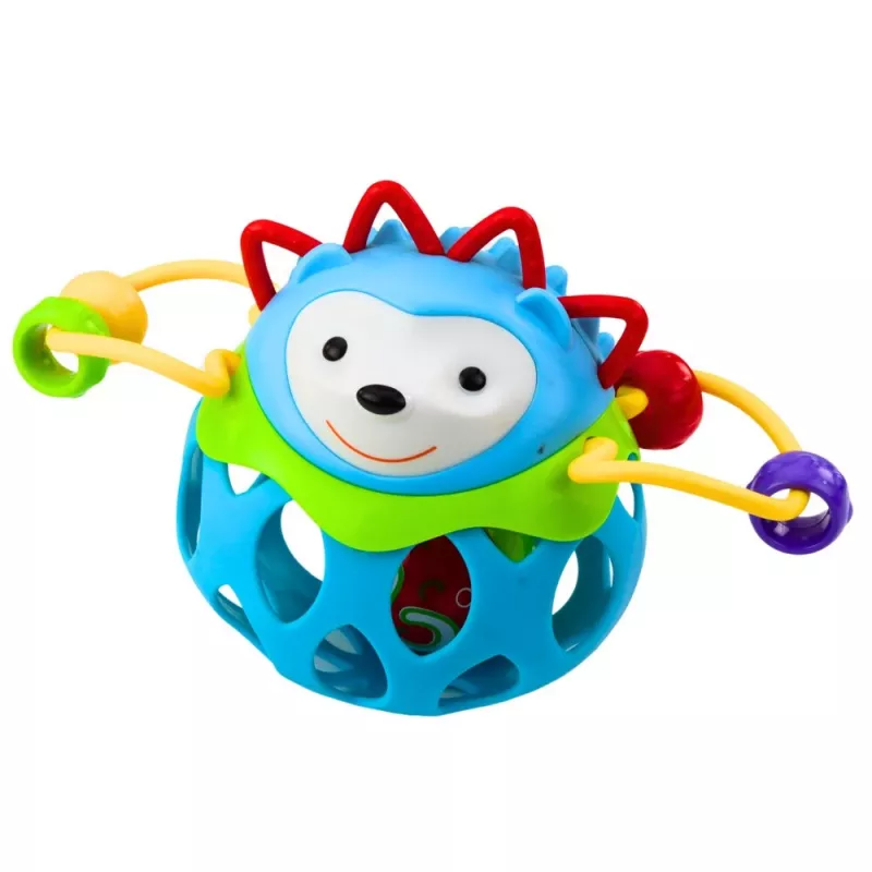 LEAN TOYS Weicher Igelball mit Rassel – Sinnespielzeug für Babys, Blau