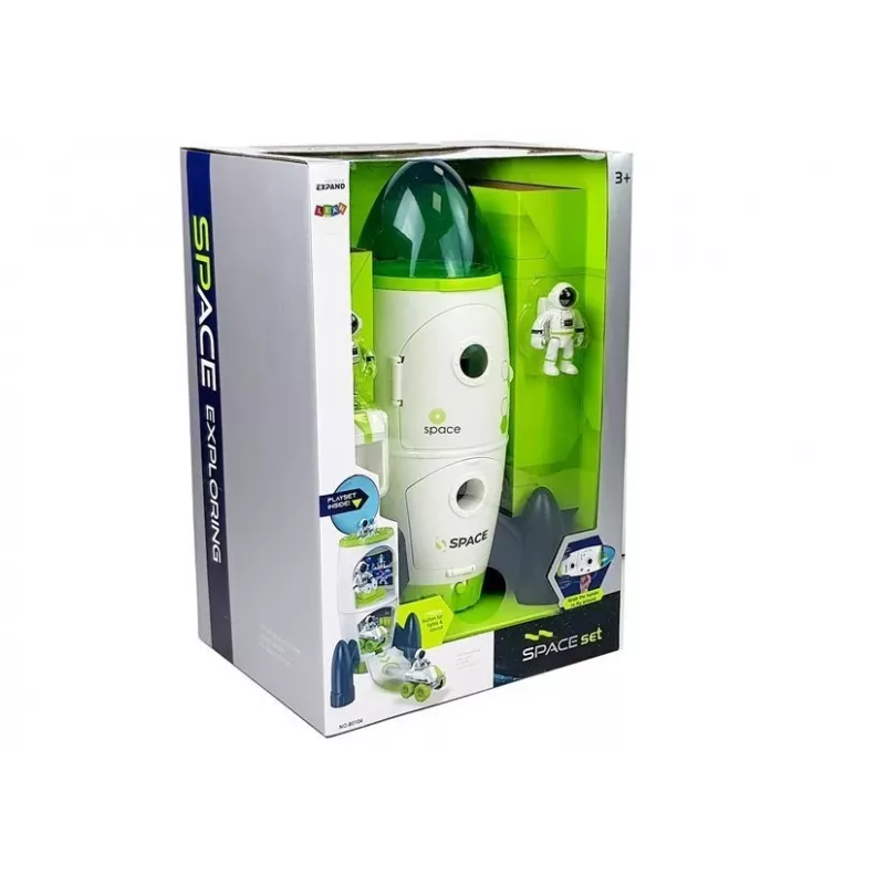 LEAN TOYS Space Rocket Astronom Cosmos Light & Sound – Batteriebetriebene elektronische Spielzeugrakete mit Astronautenfigur (3x AA)
