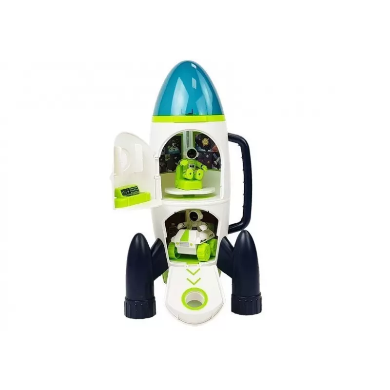 LEAN TOYS Space Rocket Astronom Cosmos Light & Sound – Batteriebetriebene elektronische Spielzeugrakete mit Astronautenfigur (3x AA)