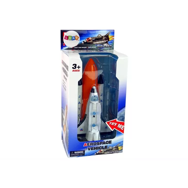 LEAN TOYS Weltraumrakete mit Metall-Raumschiff - Rückzieher, Licht- und Soundeffekte, Luft- und Raumfahrzeug-Spielzeugset