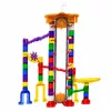 LEAN TOYS Space Track Konstruktionsbausteine 153 Teile - 3D buntes Murmelbahn-Set mit Tunneln und Bällen