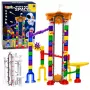 LEAN TOYS Space Track Konstruktionsbausteine 153 Teile - 3D buntes Murmelbahn-Set mit Tunneln und Bällen