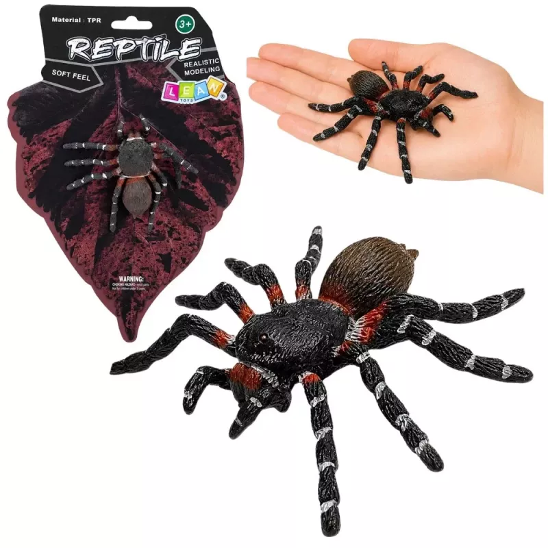LEAN TOYS Spider Tarantula Rubber Figure Stretchable Realistic Black 10 cm