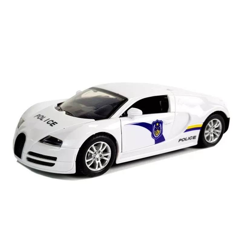 LEAN TOYS Polizei-Sportwagen mit dunklen Windschutzscheiben, Spannungsfeder, weißem Licht & Sound