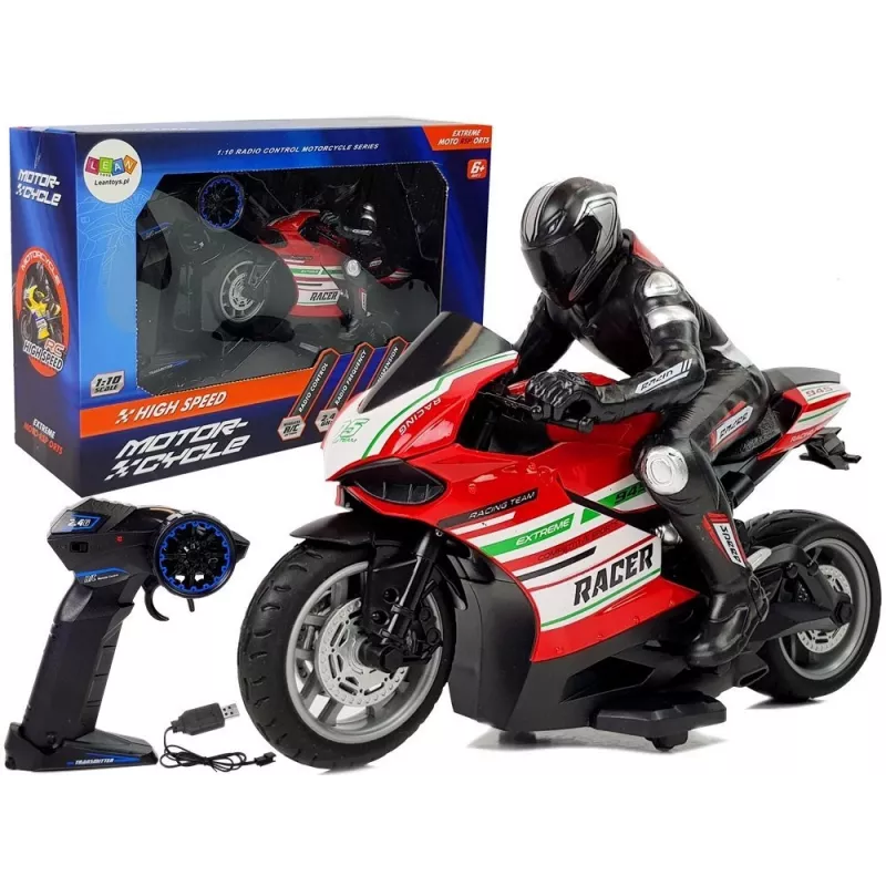 LEAN TOYS Sports Motorcycle 2.4G Remote Controlled Racer Range 35m Red