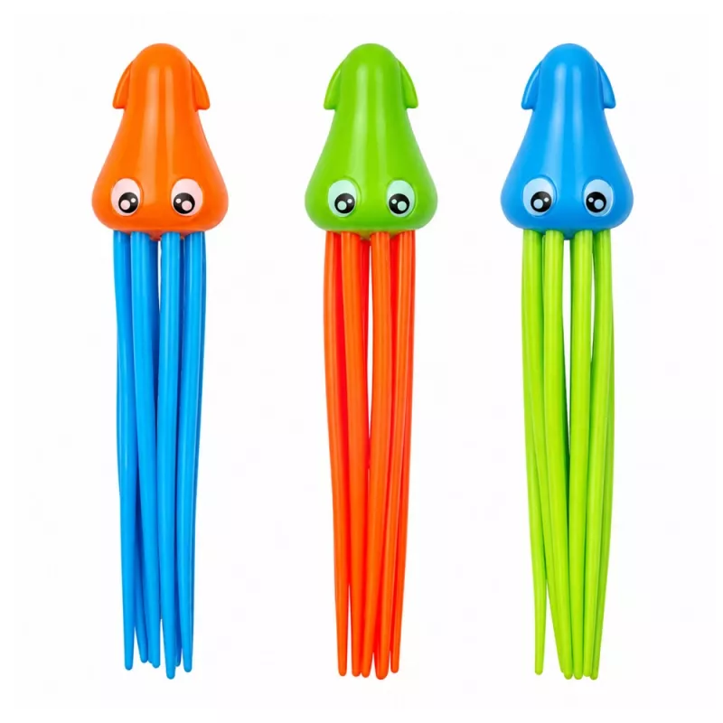 LEAN TOYS Tauchspielzeug Tintenfisch Qualle für Kinder Pool Bad 3er Set