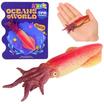 LEAN TOYS Tintenfisch Gummi-Figur dehnbar realistisch Meerestier 14 cm