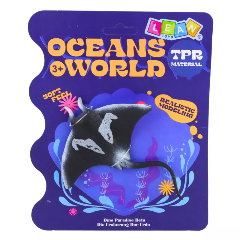 LEAN TOYS Stachelrochen Gummi-Figur dehnbar realistischer Ozeanfisch 13cm