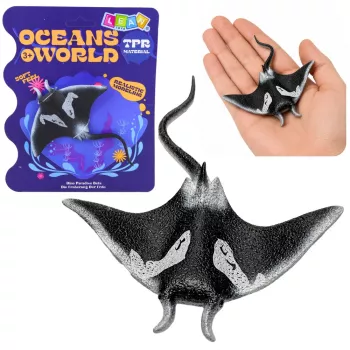 LEAN TOYS Stachelrochen Gummi-Figur dehnbar realistischer Ozeanfisch 13cm