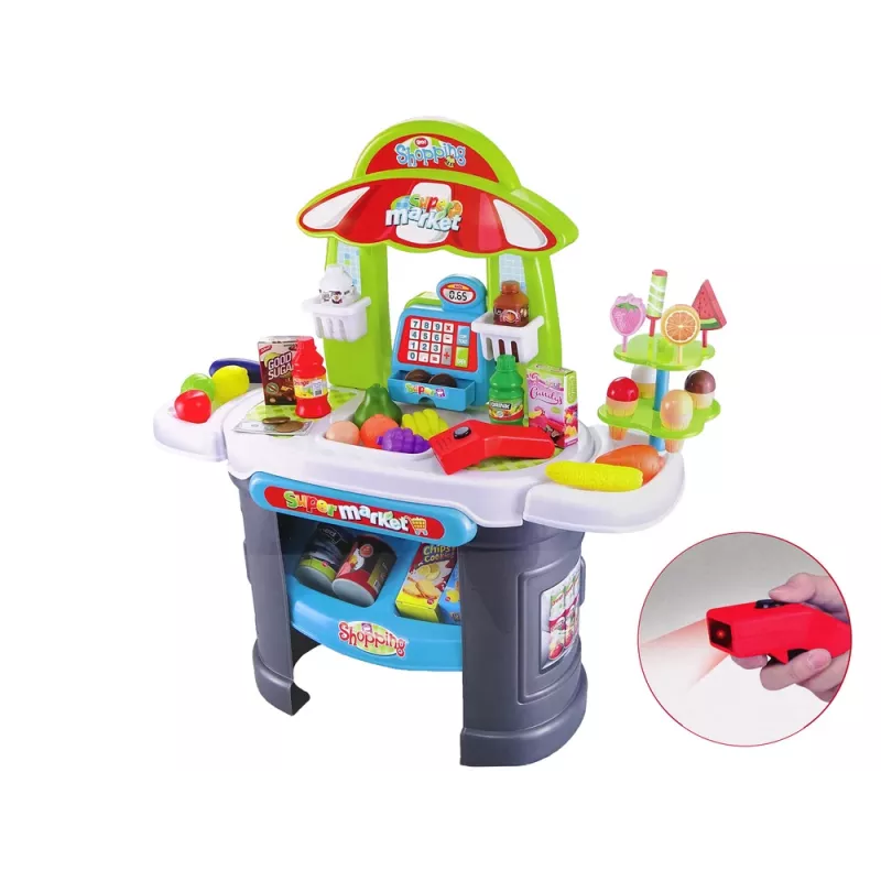 LEAN TOYS Supermarkt-Set mit Scanner für Kinder