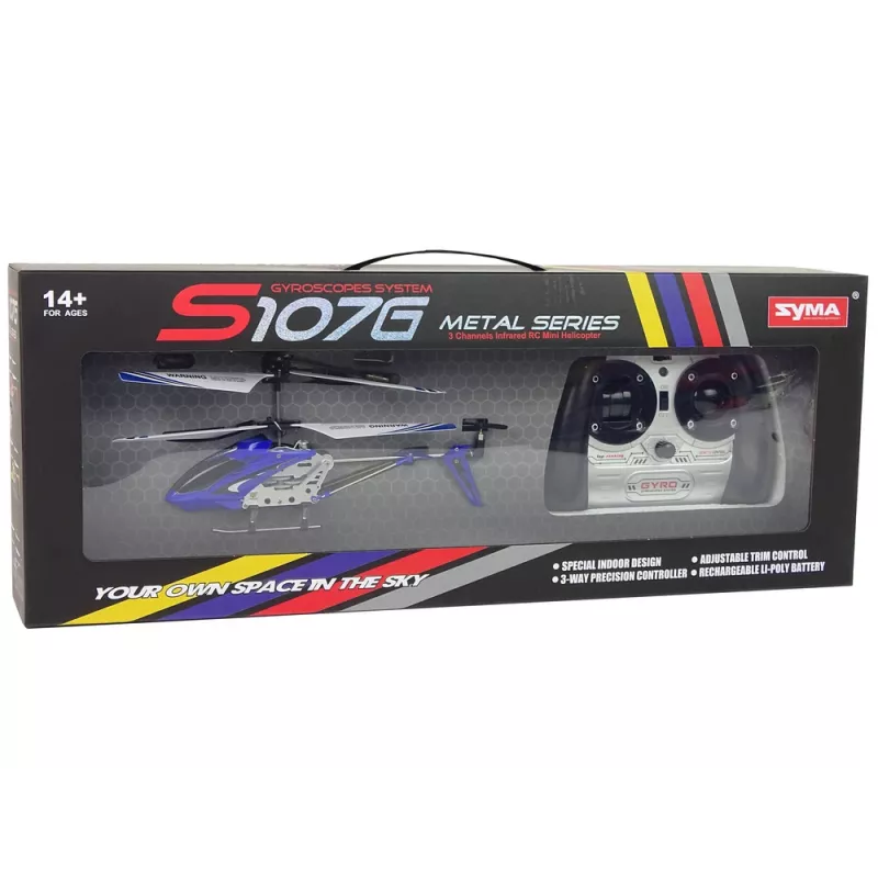 LEAN TOYS SYMA S107G RC-Helikopter mit Fernbedienung und wiederaufladbarem Akku - Blau