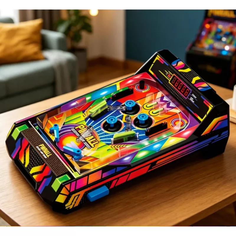 LEAN TOYS Tisch-Flipperautomat - Elektronisches Flipperspiel mit LED-Punktanzeige, Sounds & blinkenden Lichtern - Mehrfarbig, 1 Spieler, ab 6 Jahren