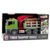 LEAN TOYS Holztransport-LKW mit Kran, Baumstämmen, Lichtern & Geräuschen – Baufahrzeug-Spielzeug