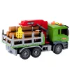 LEAN TOYS Holztransport-LKW mit Kran, Baumstämmen, Lichtern & Geräuschen – Baufahrzeug-Spielzeug