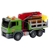 LEAN TOYS Holztransport-LKW mit Kran, Baumstämmen, Lichtern & Geräuschen – Baufahrzeug-Spielzeug