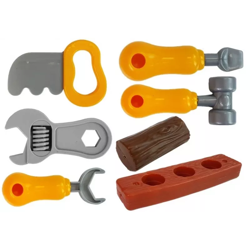 LEAN TOYS Werkzeugset Rucksack Werkstatt Orange und Grau