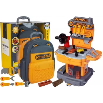 LEAN TOYS Werkzeugset Rucksack Werkstatt Orange und Grau