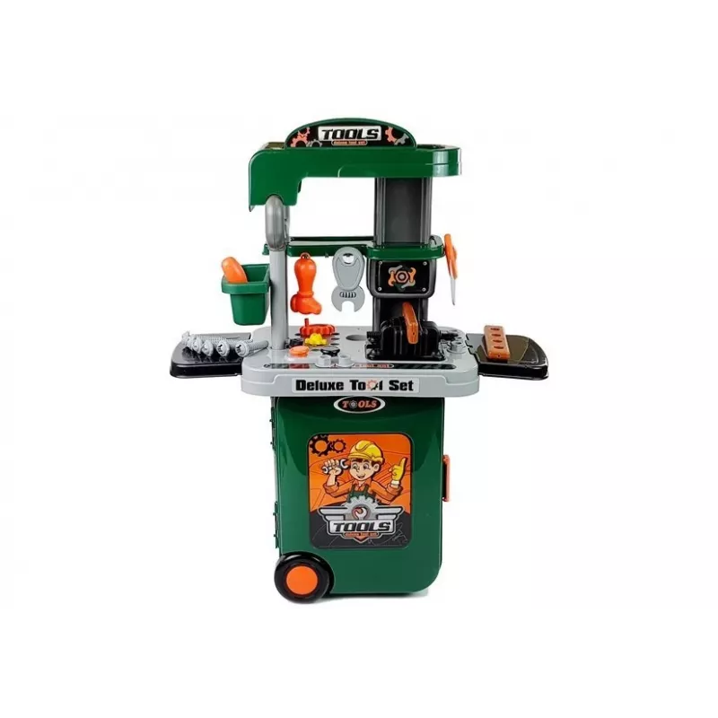 LEAN TOYS Werkzeugset im Rollkoffer Werkstatt Säge Schraubendreher