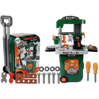 LEAN TOYS Werkzeugset im Rollkoffer Werkstatt Säge Schraubendreher
