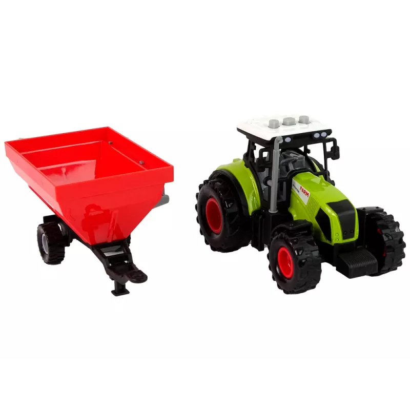 LEAN TOYS Traktor Farm abnehmbarer Getreideanhänger Sound Grün