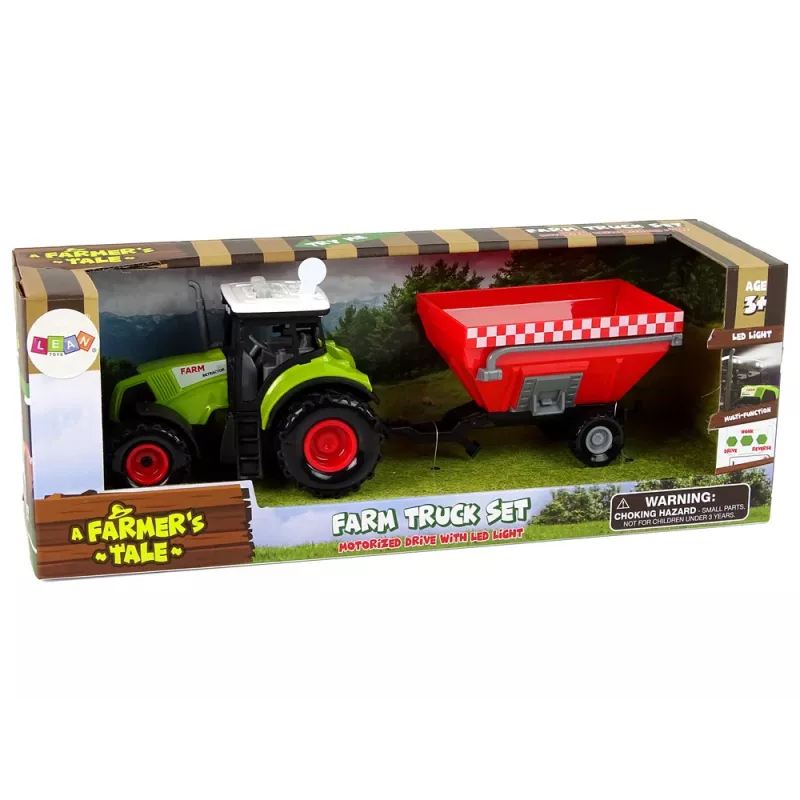 LEAN TOYS Traktor Farm abnehmbarer Getreideanhänger Sound Grün