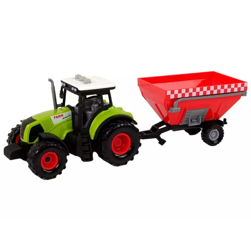 LEAN TOYS Traktor Farm abnehmbarer Getreideanhänger Sound Grün