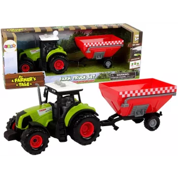 LEAN TOYS Traktor Farm abnehmbarer Getreideanhänger Sound Grün