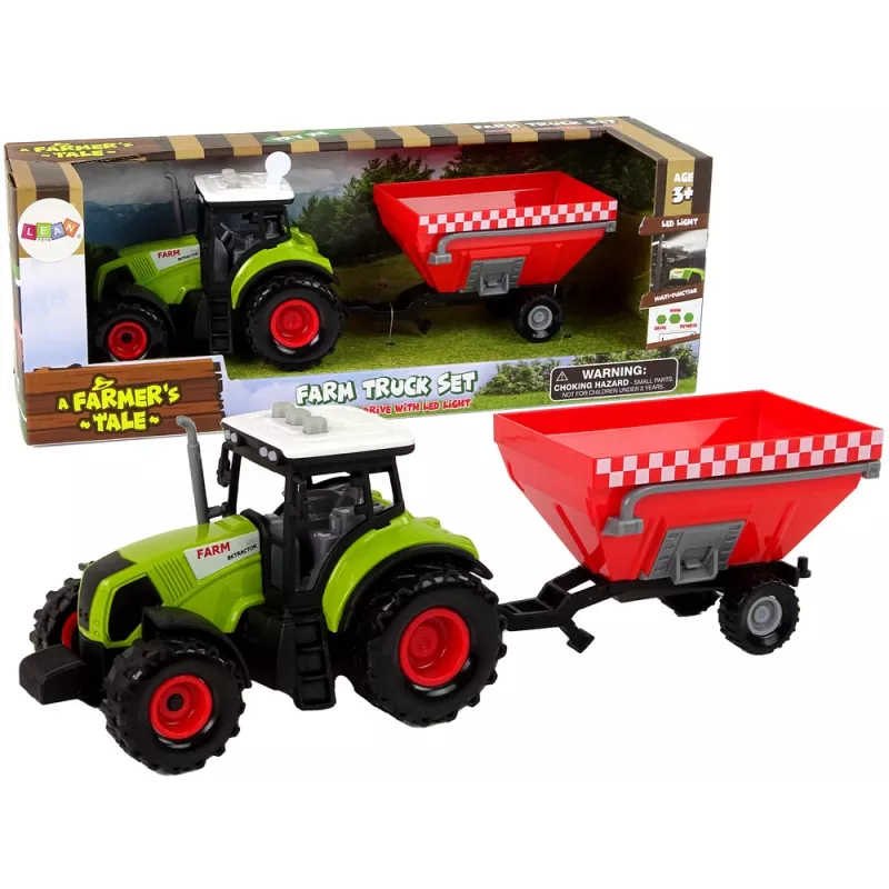 LEAN TOYS Traktor Farm abnehmbarer Getreideanhänger Sound Grün