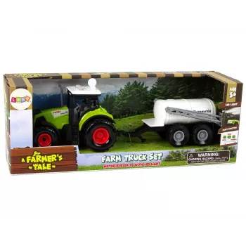 LEAN TOYS Traktor für Kinder mit Anhänger Bauernhofauto