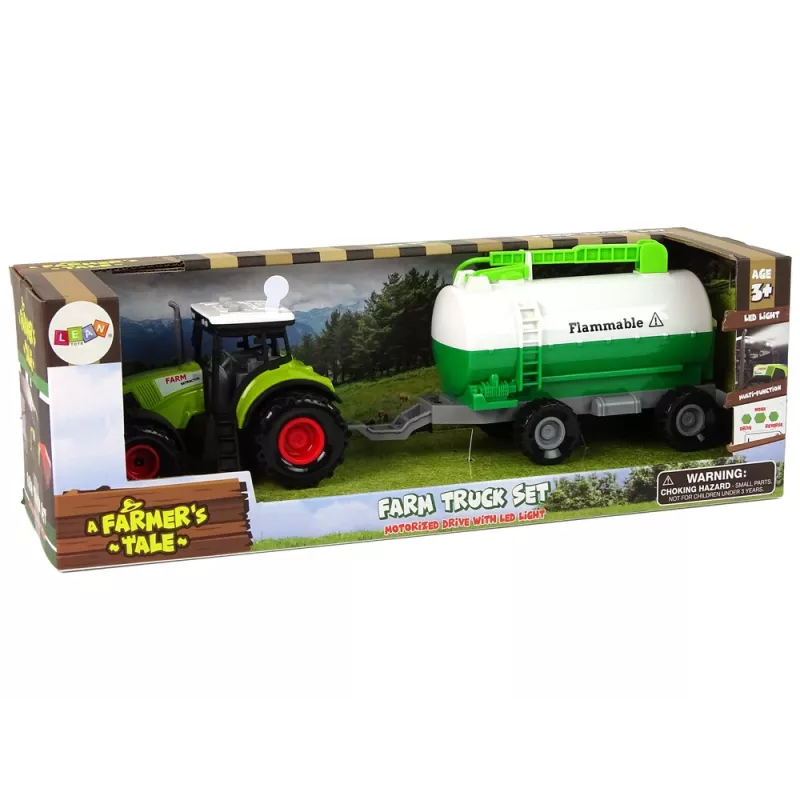 LEAN TOYS Traktor für Kinder mit Anhänger Tankwagen Bauernhof