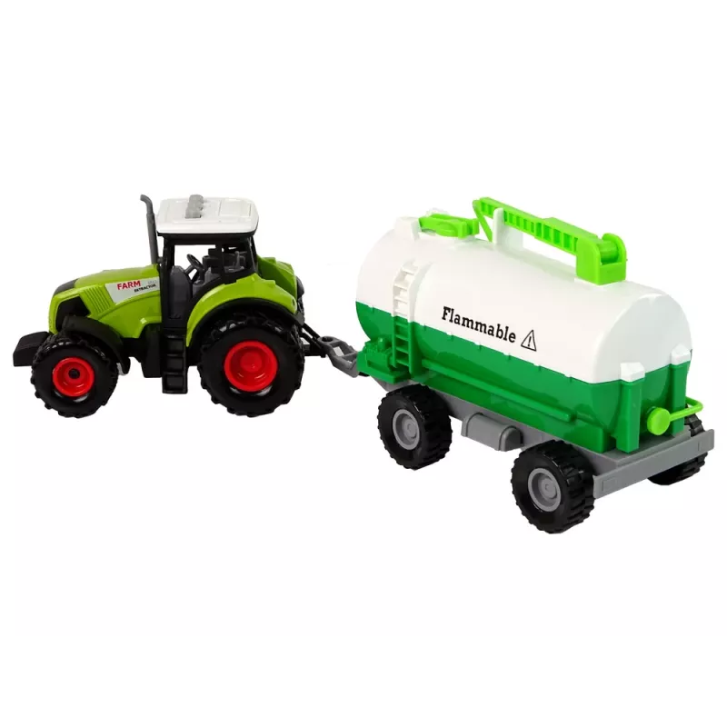LEAN TOYS Traktor für Kinder mit Anhänger Tankwagen Bauernhof