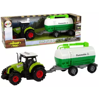 LEAN TOYS Traktor für Kinder mit Anhänger Tankwagen Bauernhof