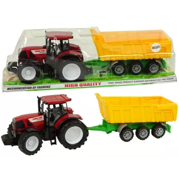 LEAN TOYS Traktor Roter Kipper Gelber Traktor 50 cm