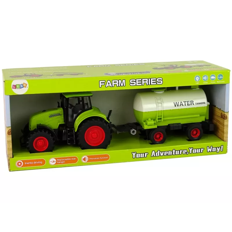 LEAN TOYS Traktor mit großem Radanhänger Green Farm