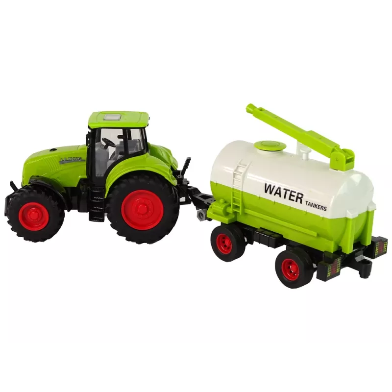 LEAN TOYS Traktor mit großem Radanhänger Green Farm