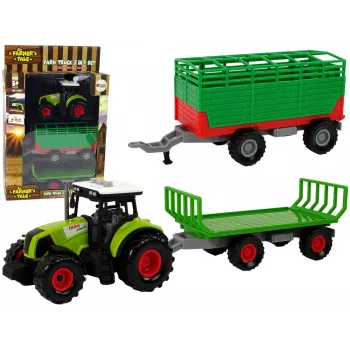 LEAN TOYS Traktor mit Anhänger Bauernhofauto